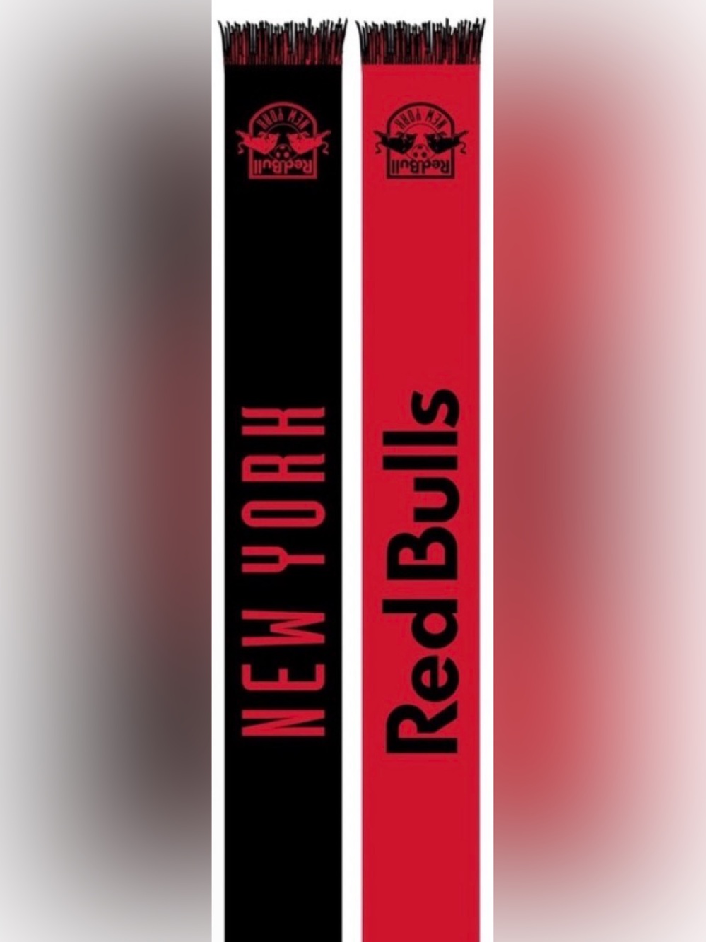 NWT RUFFNECK MLS New York Red Bulls Inverse Scarf Black Knit 60in Soccer Merch